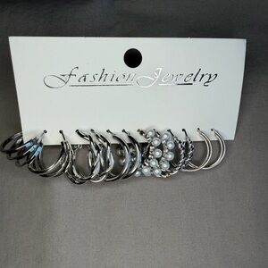 Fashion Jewelry Silver Hoop Earrings Set